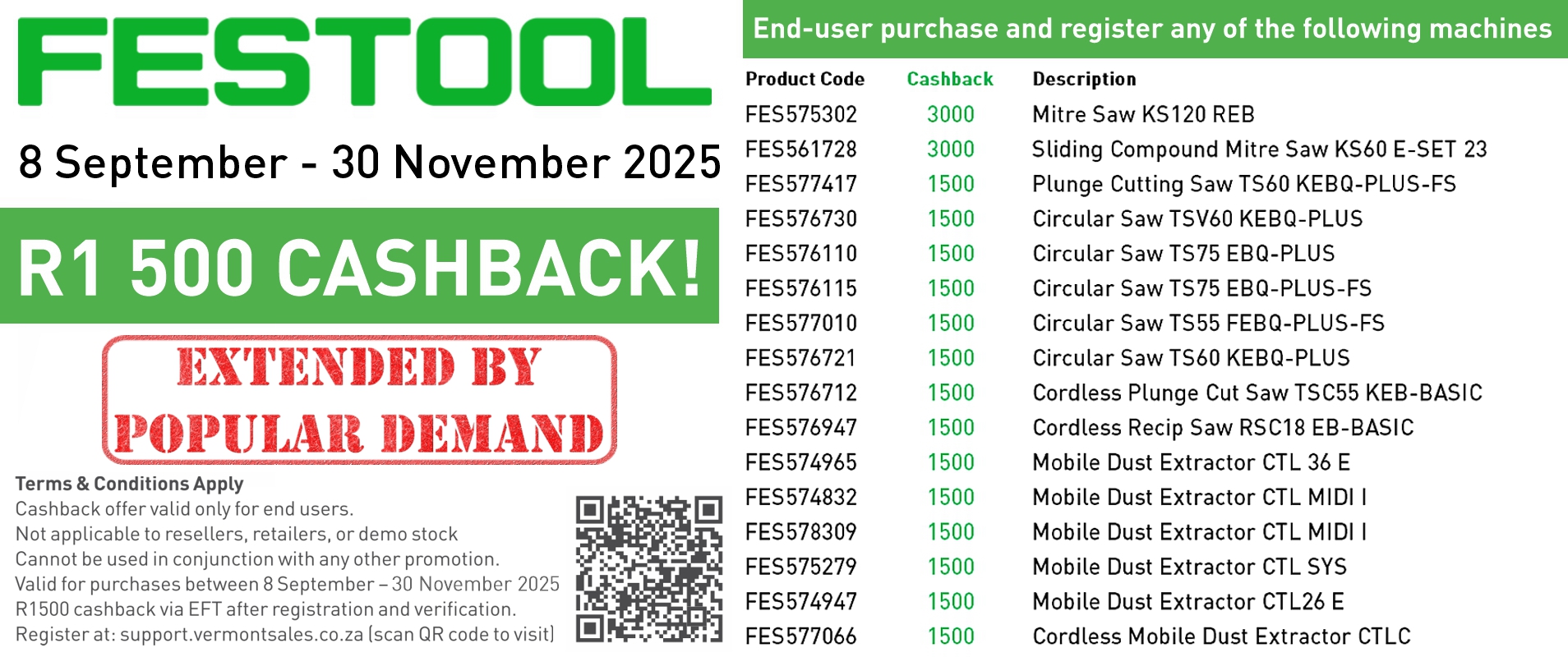 Festool cashback campaign