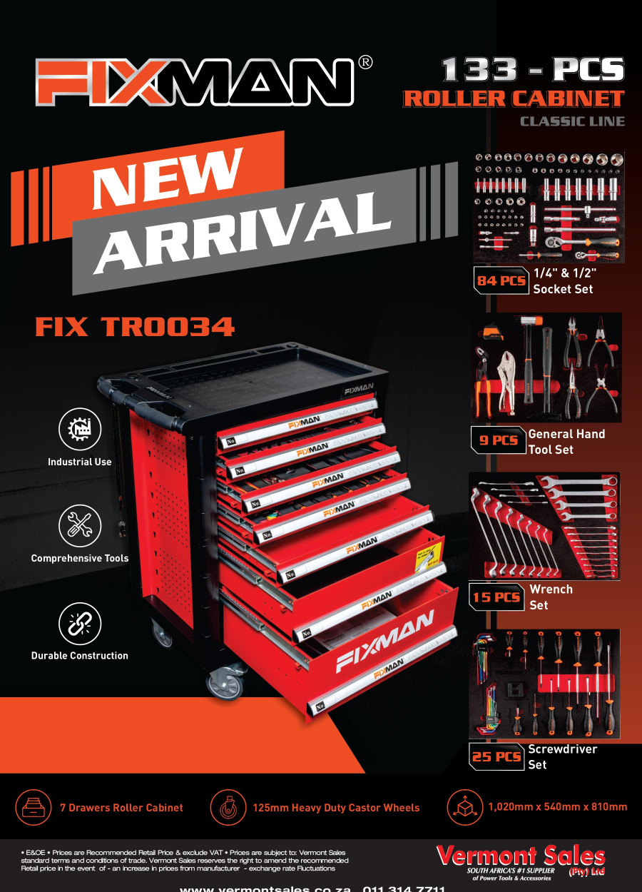 Fixman 133 Pieces Roller Cabinet Tool Trolley