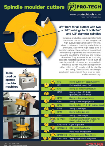 PRO-TECH Spindle Moulder Cutters