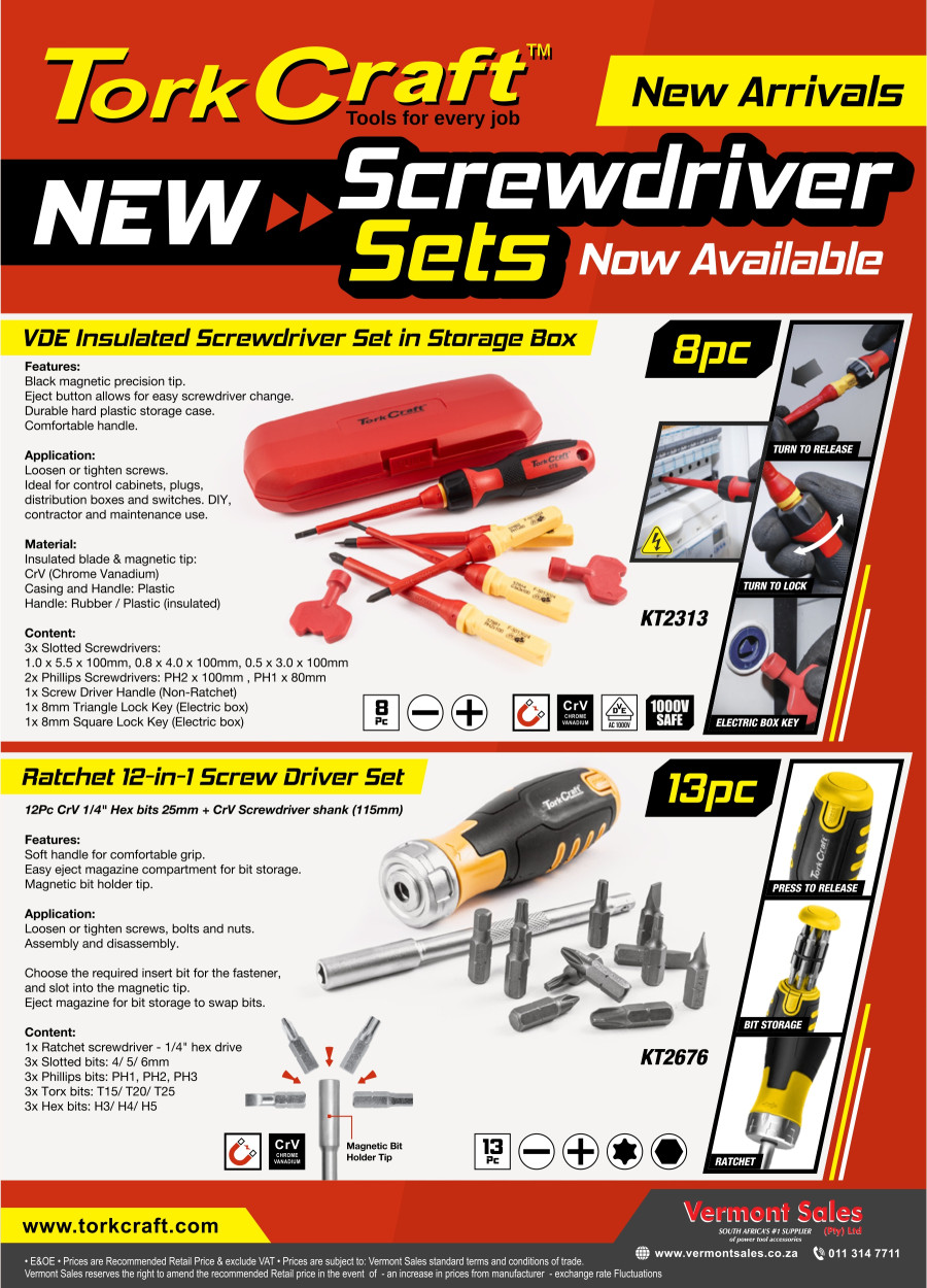 Tork Craft Screwdriver sets - New Arrival