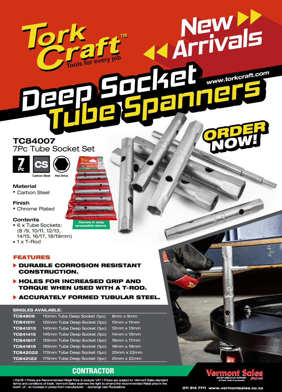 Tork-Craft Deep Socket Tube Spanners