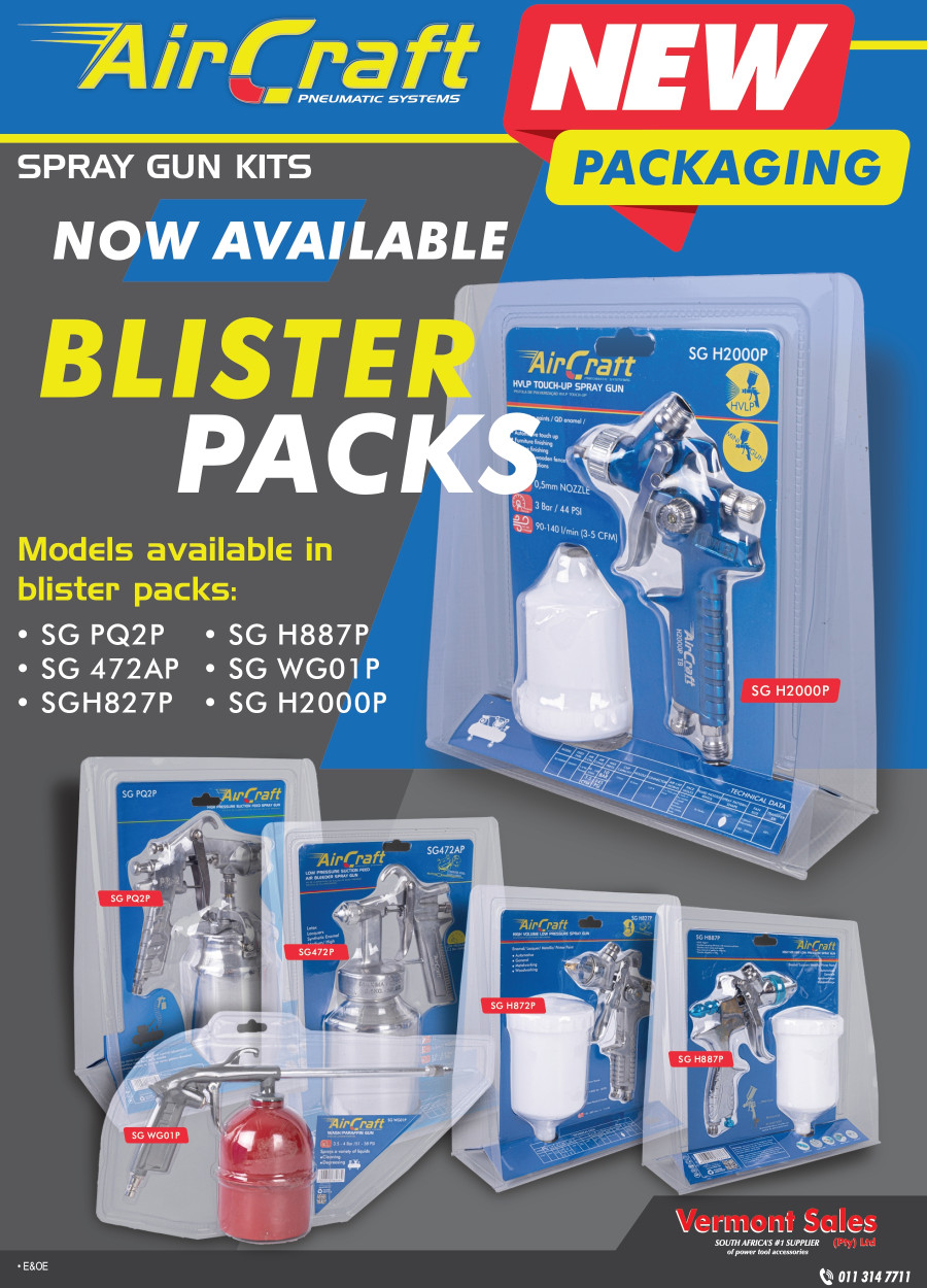 Aircraft - New blister packaging for spray guns