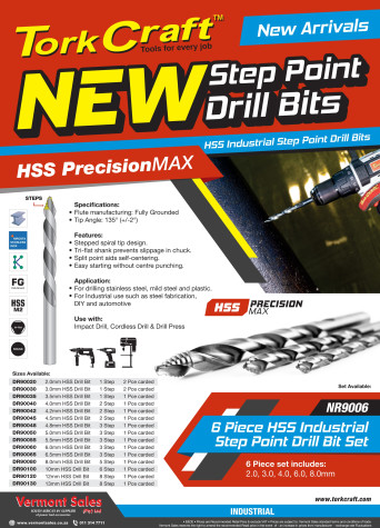 Tork Craft HSS Industrial Step point Drill Bits