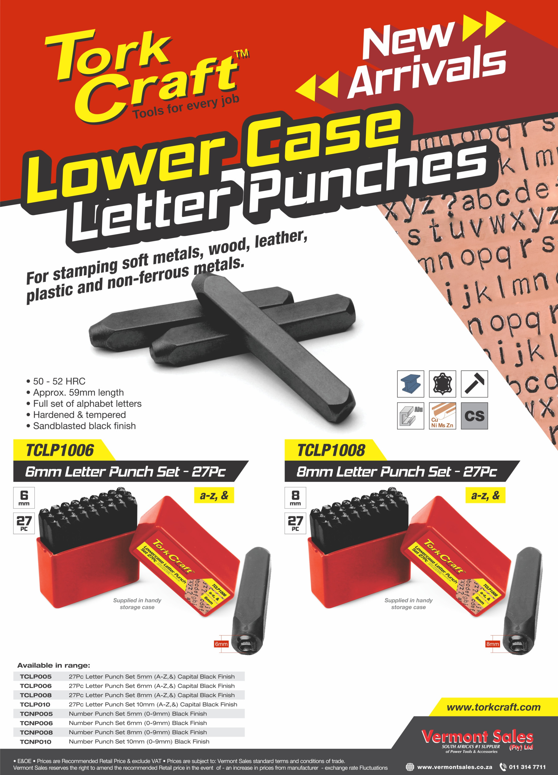 Tork Craft Lower Case Letter Punches