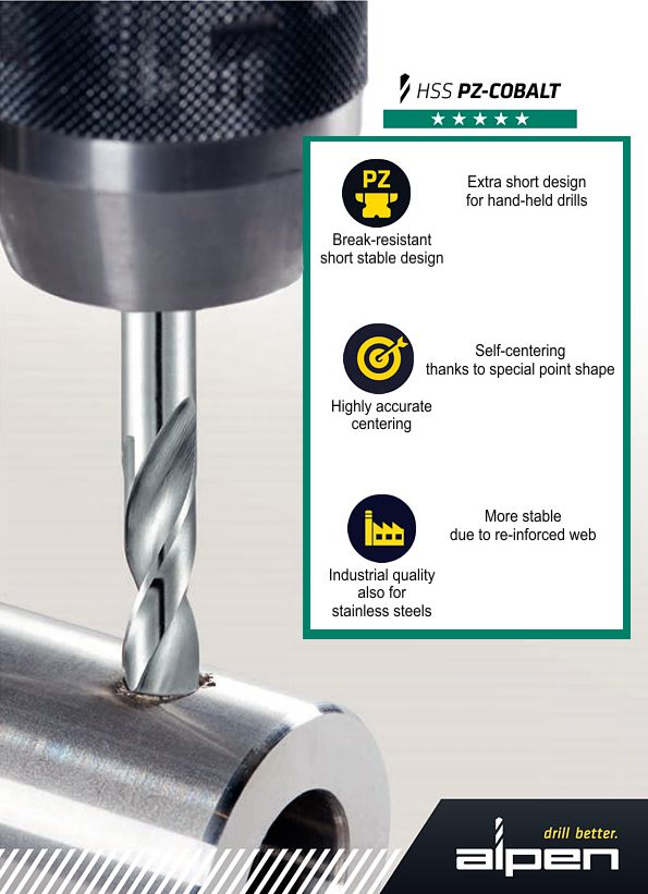 Alpen HSS Cobalt series drill bit features