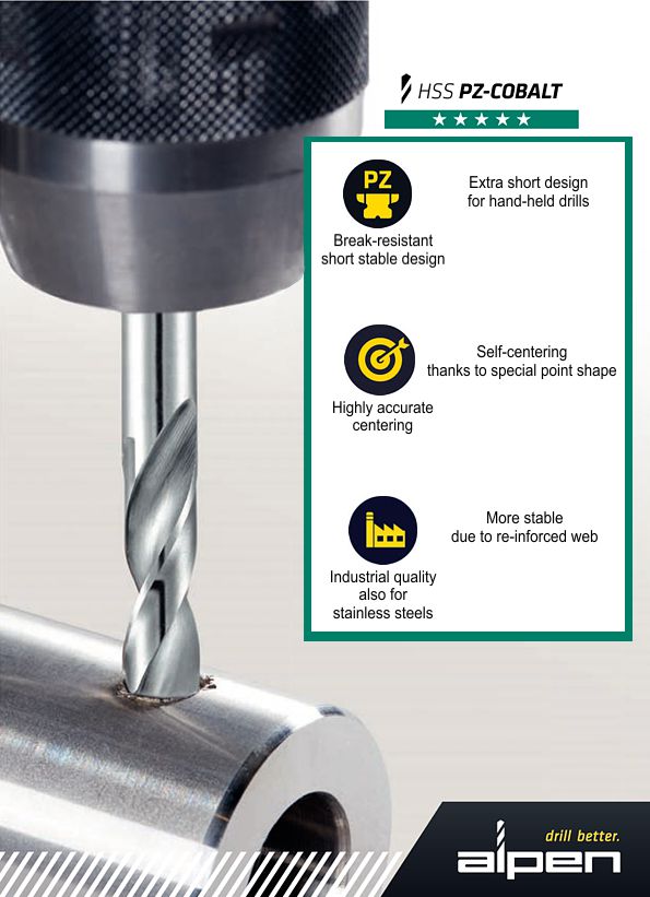 Alpen HSS Cobalt Forte Drill Bit – 8.00 Mm, High Thermal Resistance, Cylinder Shank