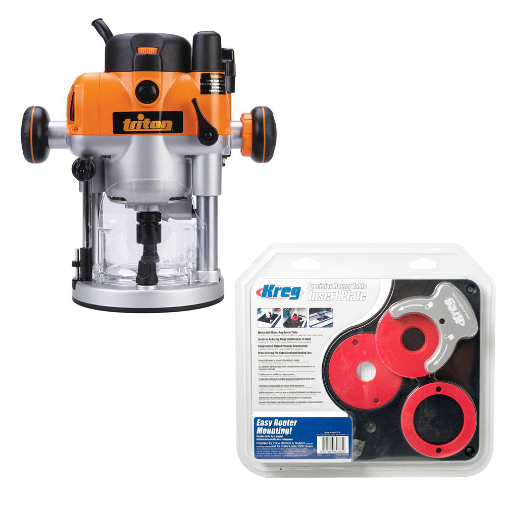 TRITON ROUTER TRA001 WITH KREG ROUTER TABLE INSET PLATE PRS4034 KIT